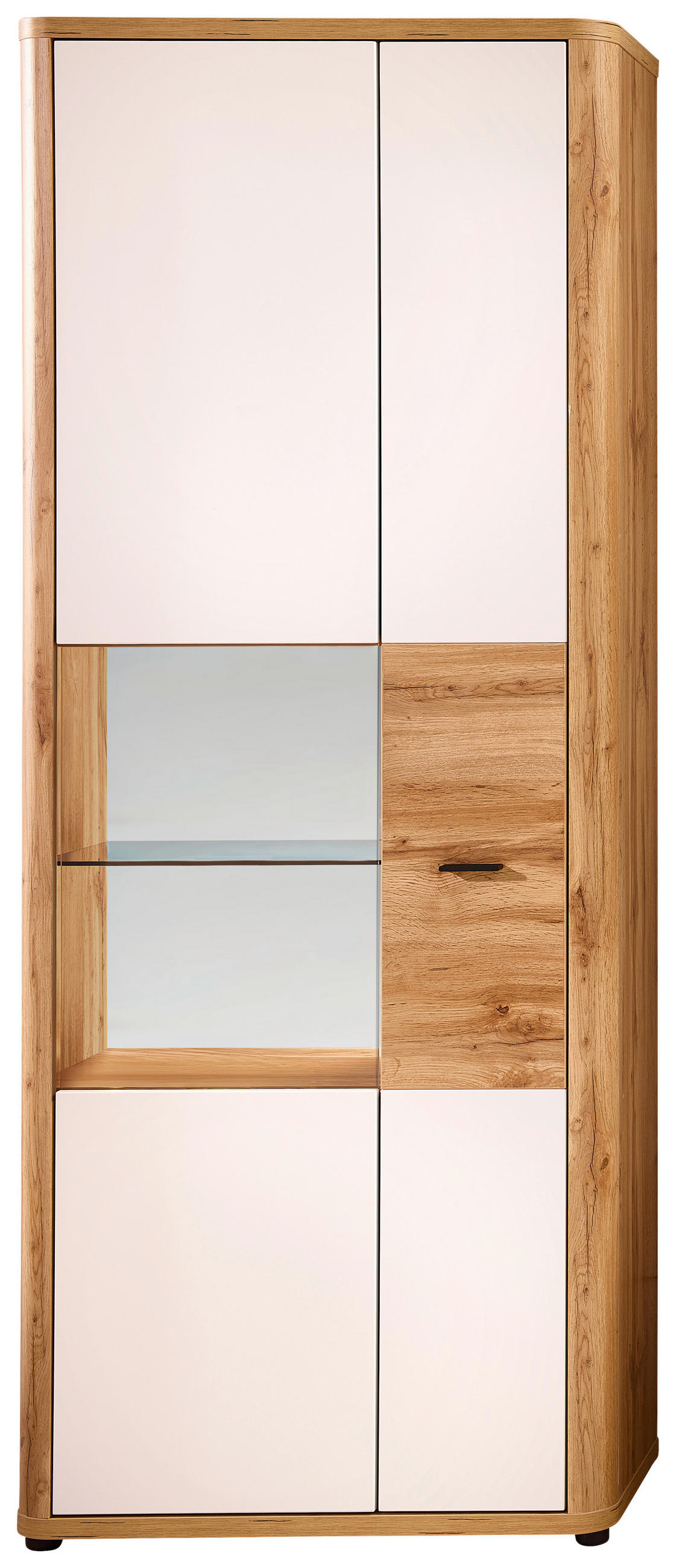 Xora Vitrine Weiß, Eiche Wotan 80x204x39 cm