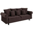 BIGSOFA in Samt Dunkelbraun  - Dunkelbraun/Schwarz, Design, Holz/Textil (248/96/95cm) - Carryhome