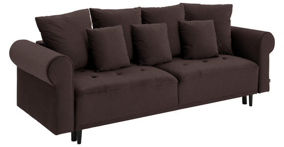 BIGSOFA in Samt Dunkelbraun  - Dunkelbraun/Schwarz, Design, Holz/Textil (248/96/95cm) - Carryhome