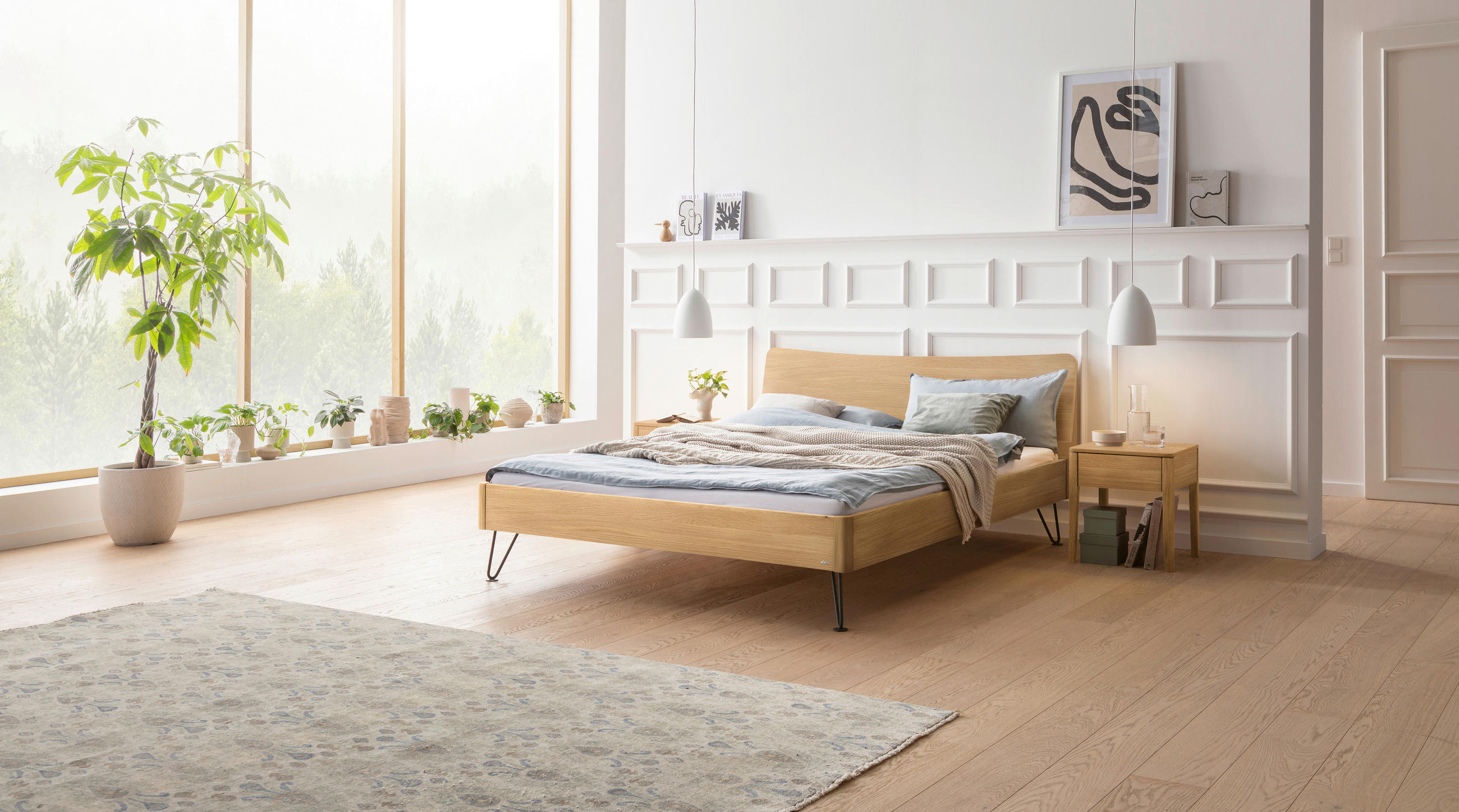 BETT 180/200 cm  in Eichefarben  - Eichefarben/Anthrazit, Design, Holz/Metall (180/200cm) - Hasena