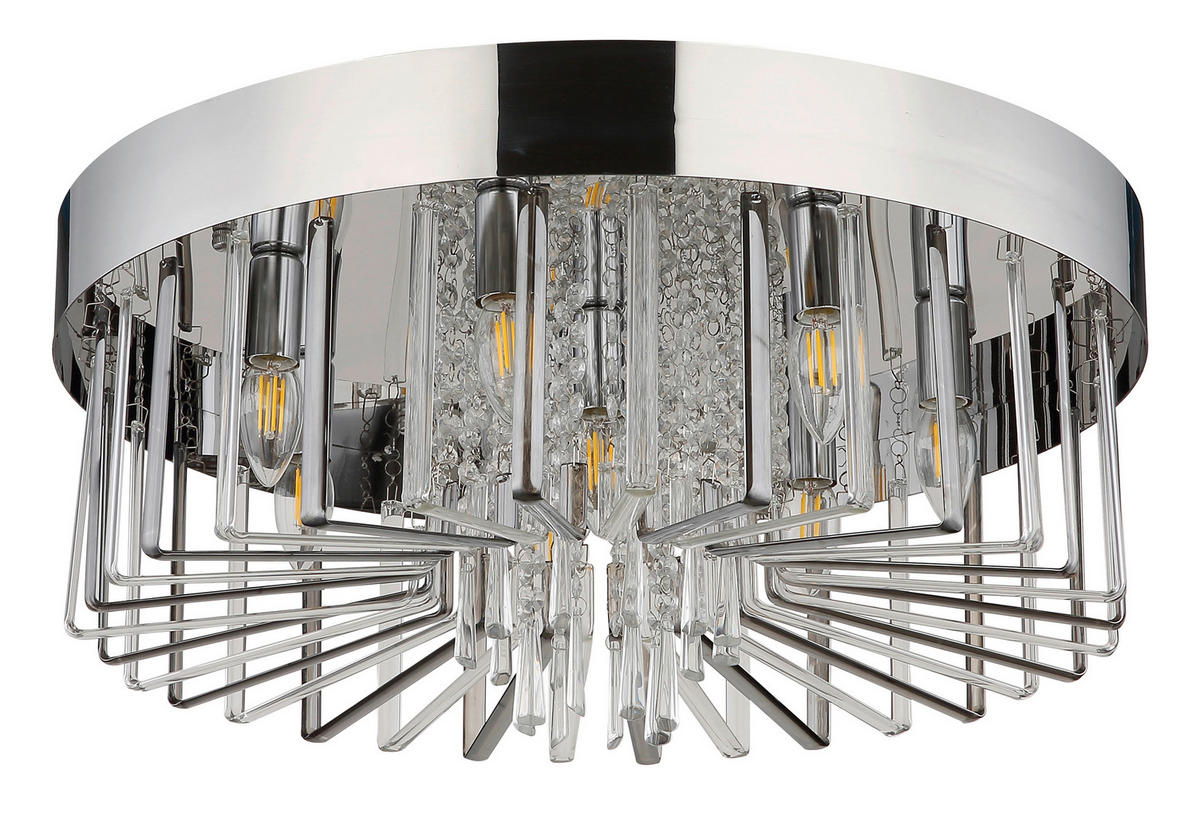 DECKENLEUCHTE KIRINA 60/27 cm   - Chromfarben/Klar, KONVENTIONELL, Glas/Metall (60/27cm) - Globo