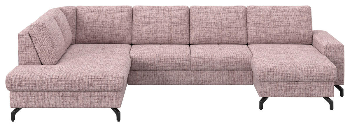 SAROKGARNITÚRA textil fáradtrózsaszín  - fekete/fáradtrózsaszín, textil/fém (221/337/172cm) - Welnova