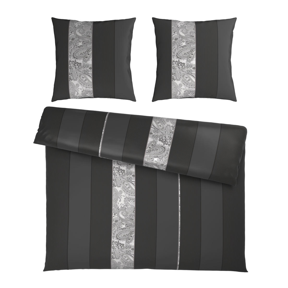 BETTWÄSCHE STRIPES DK Satin 200/200 cm  - Anthrazit, Design, Textil (200/200cm) - Dieter Knoll