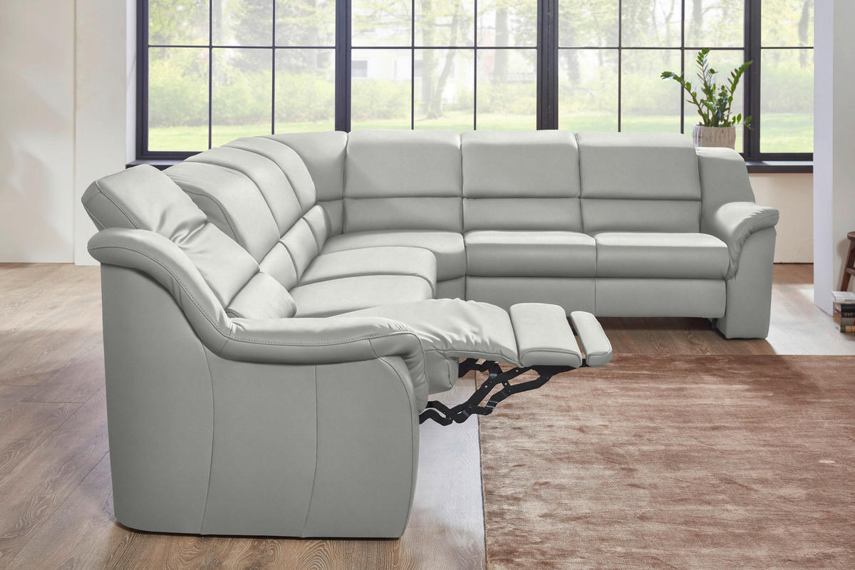 ECKSOFA  in Echtleder Silberfarben  324/260 cm  - Chromfarben/Silberfarben, KONVENTIONELL, Leder/Kunststoff (324/260cm) - Cantus