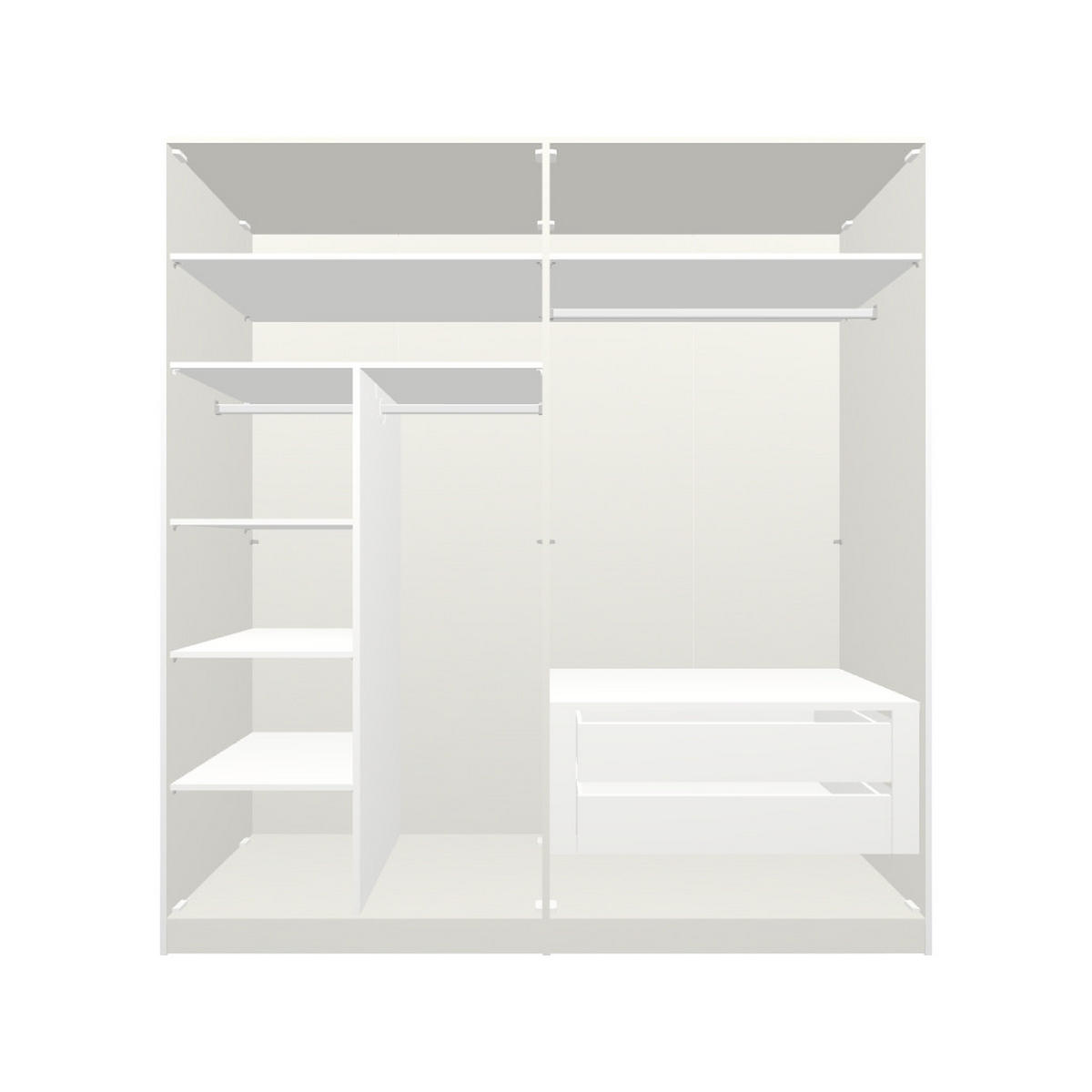 DREHTÜRENSCHRANK 203/215/59 cm 4-türig Weiß  - Chromfarben/Weiß, Design, Glas/Holzwerkstoff (203/215/59cm) - Boxxx