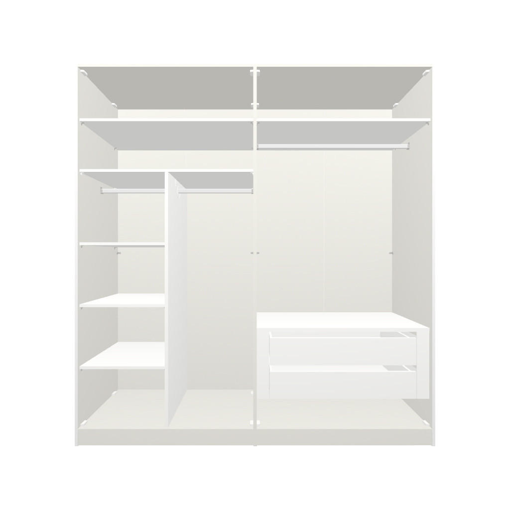 Thumbnail - Boxxx Drehtürenschrank, Weiß, Holzwerkstoff, 6 Fächer, 2 Schubladen, 203x215x59 cm, erweiterbar, Beimöbel erhältlich, um...