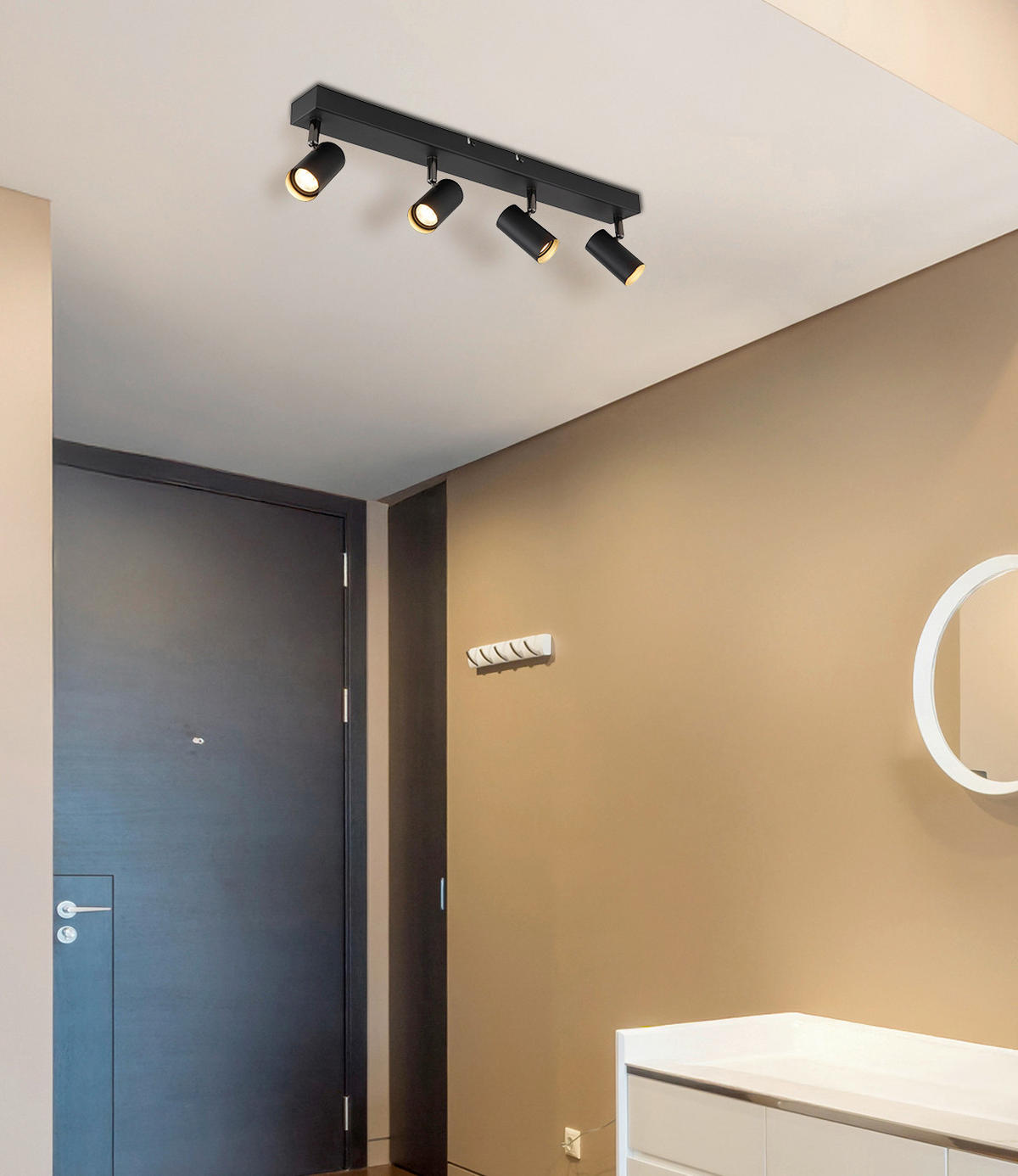 LED-STRAHLER 56/6/11 cm   - Schwarzchrom/Schwarz, Design, Metall (56/6/11cm) - Globo