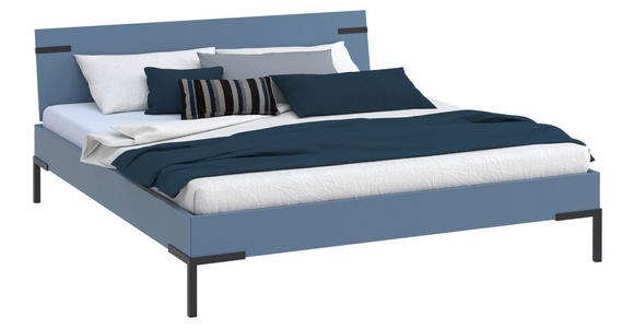 BETT 180/200 cm  in Blau  - Blau/Schwarz, Design, Holzwerkstoff/Metall (180/200cm) - Xora