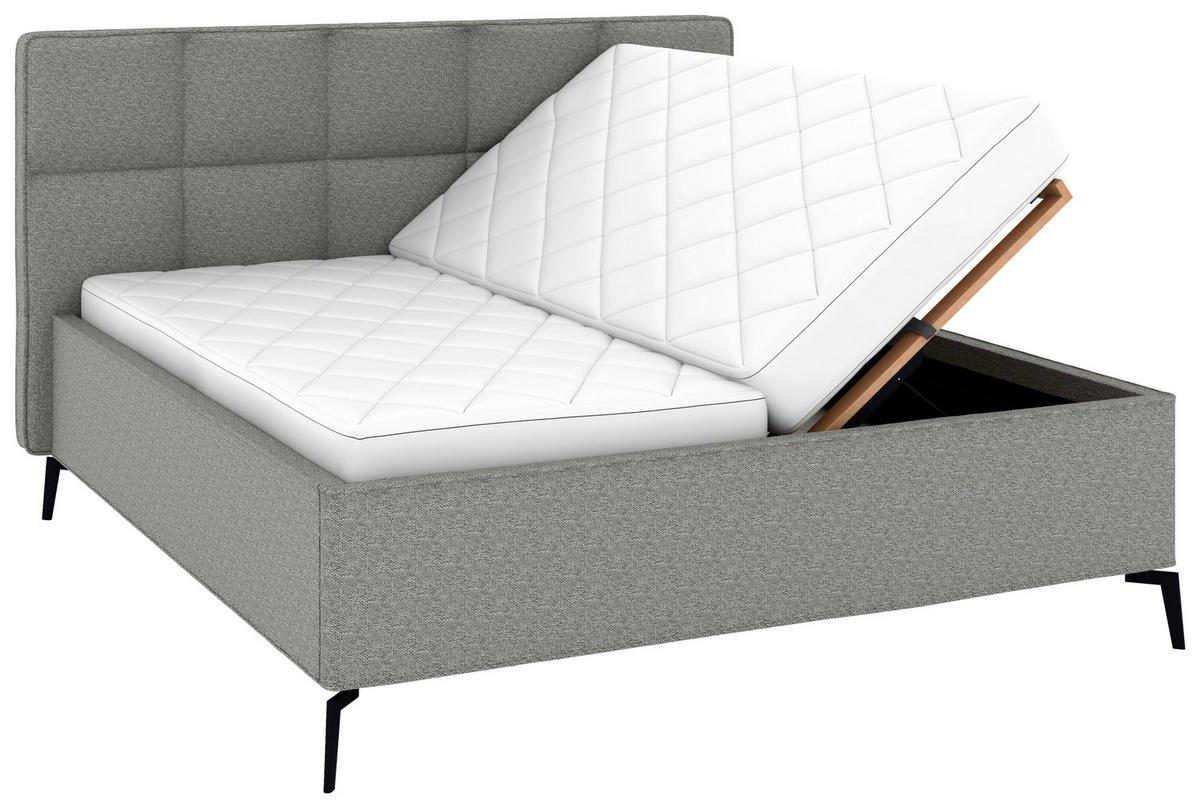 POLSTERBETT Bettkasten, motorische Verstellbarkeit, Fernbedienung, Lattenroste, Matratzen 180/200 cm  in Grau  - Schwarz/Weiß, KONVENTIONELL, Holz/Textil (180/200cm) - Musterring