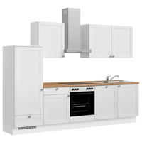 KÜCHENBLOCK Frame 300 cm  in Weiß, Eichefarben  - Edelstahlfarben/Eichefarben, MODERN, Holzwerkstoff/Metall (300cm) - Nobilia