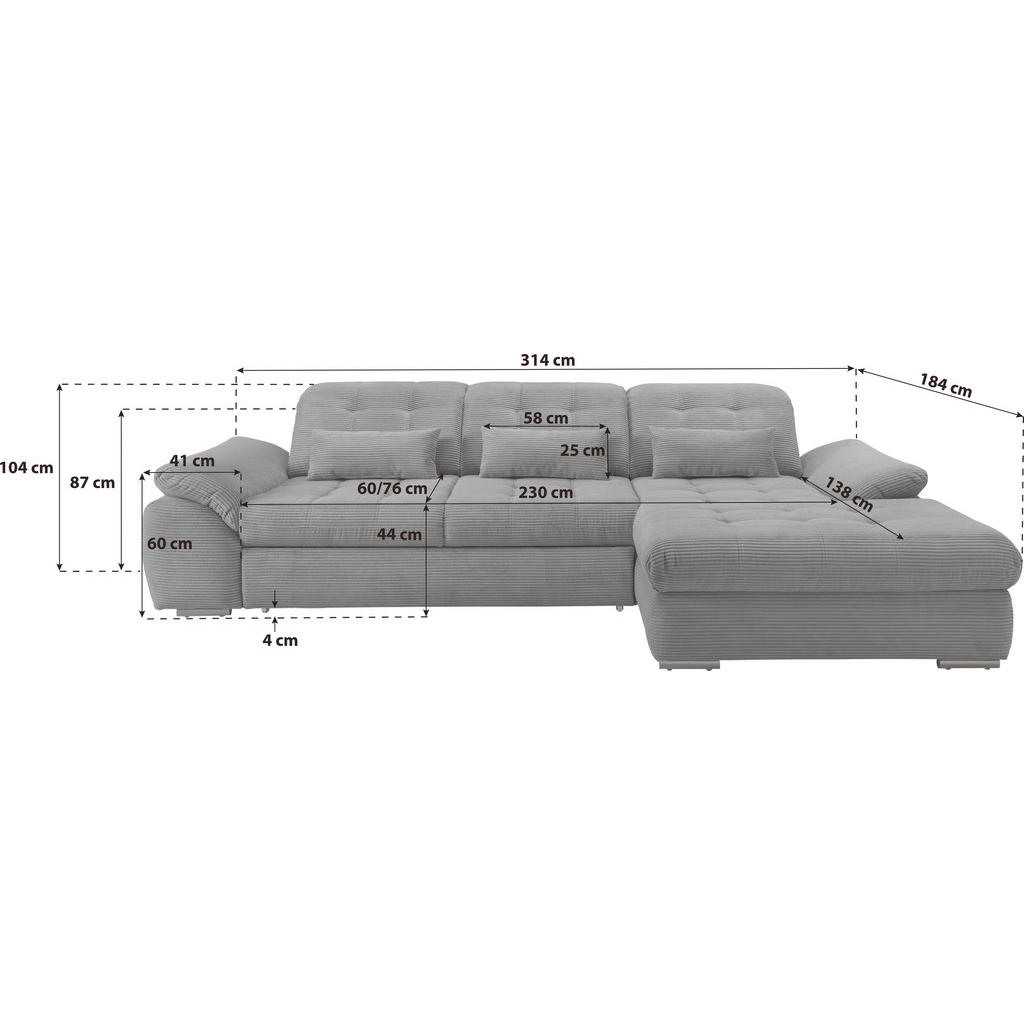 Thumbnail - Livetastic Ecksofa, Hellblau, Textil, Uni, 4-Sitzer, Füllung: Schaumstoff, L-Form, 314x184 cm, Made in EU, Liegefunktion...