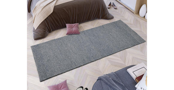 LÄUFER 80/250 cm Helsinki Blau, Grau  - Blau/Grau, Basics, Textil (80/250cm) - Linea Natura