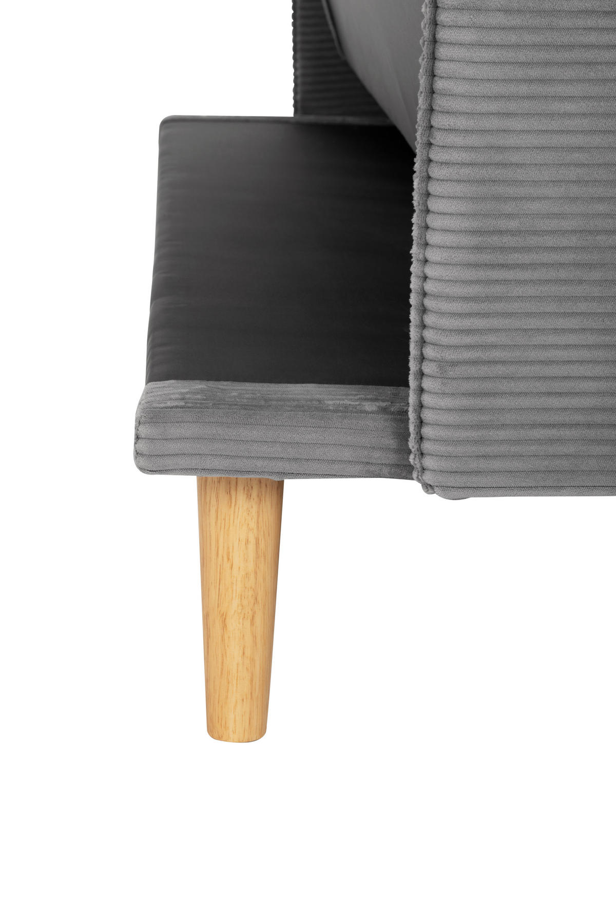 SCHLAFSOFA Cord Grau  - Naturfarben/Grau, Design, Holz/Textil (193/81/92cm) - Livetastic