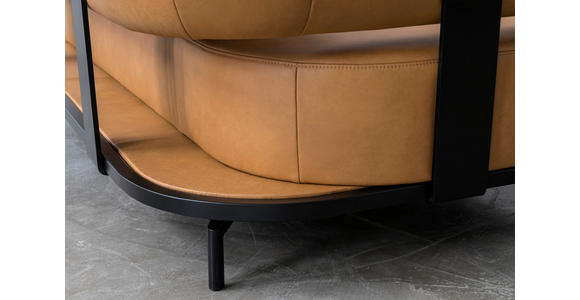 ECKSOFA in Echtleder Dunkelgelb  - Dunkelgelb/Schwarz, Design, Leder/Metall (302/237cm) - Dieter Knoll