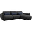 ECKSOFA  in Chenille Dunkelblau  340/190 cm  - Schwarz/Dunkelblau, Design, Kunststoff/Textil (340/190cm) - Belluti