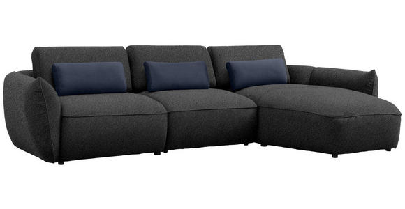 ECKSOFA  in Chenille Dunkelblau  340/190 cm  - Schwarz/Dunkelblau, Design, Kunststoff/Textil (340/190cm) - Belluti