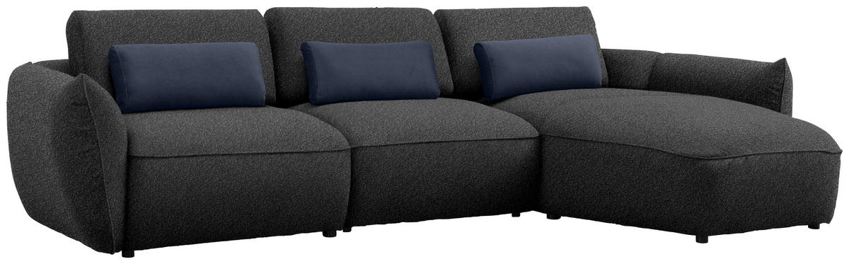 ECKSOFA  in Chenille Dunkelblau  340/190 cm  - Schwarz/Dunkelblau, Design, Kunststoff/Textil (340/190cm) - Belluti