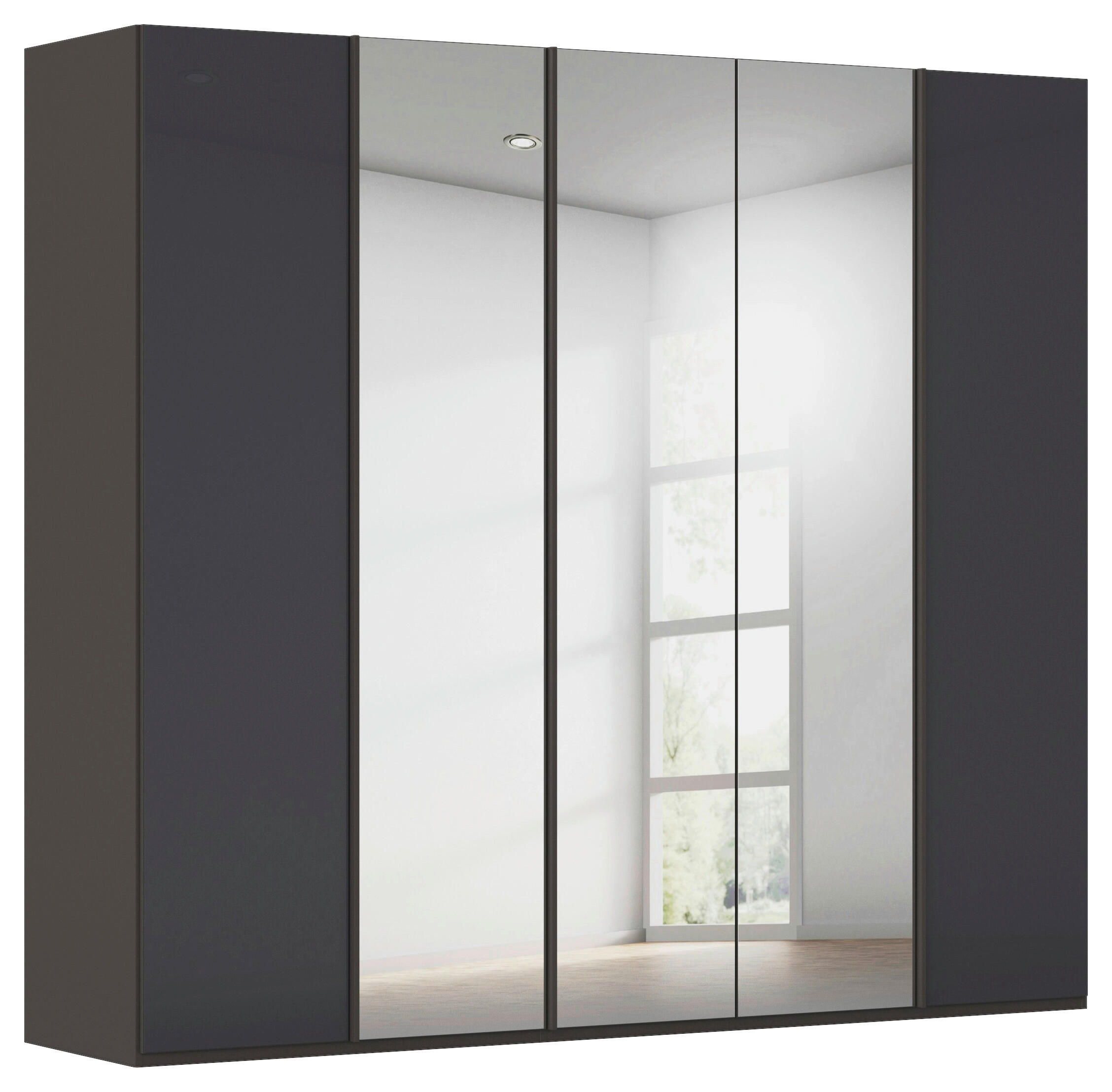 DREHTÜRENSCHRANK 251/223/60 cm,  in Graphitfarben, 5-türig  - Graphitfarben, Basics, Glas/Holzwerkstoff (251/223/60cm) - Novel