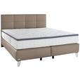 BOXSPRINGBETT 180/200 cm  in Beige  - Chromfarben/Beige, KONVENTIONELL, Leder/Textil (180/200cm) - Novel