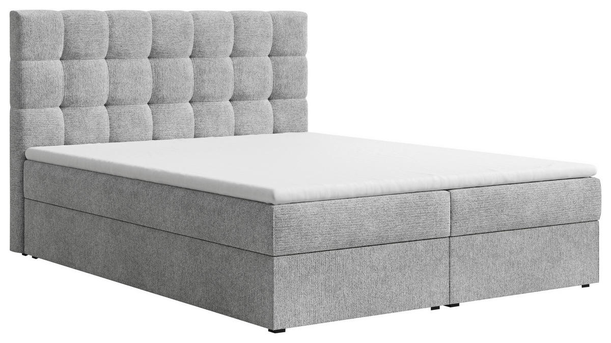 BOXBETT 140/200 cm,  in Grau, Bettkasten, Topper,  - Schwarz/Grau, MODERN, Holz/Kunststoff (140/200cm) - MID.YOU