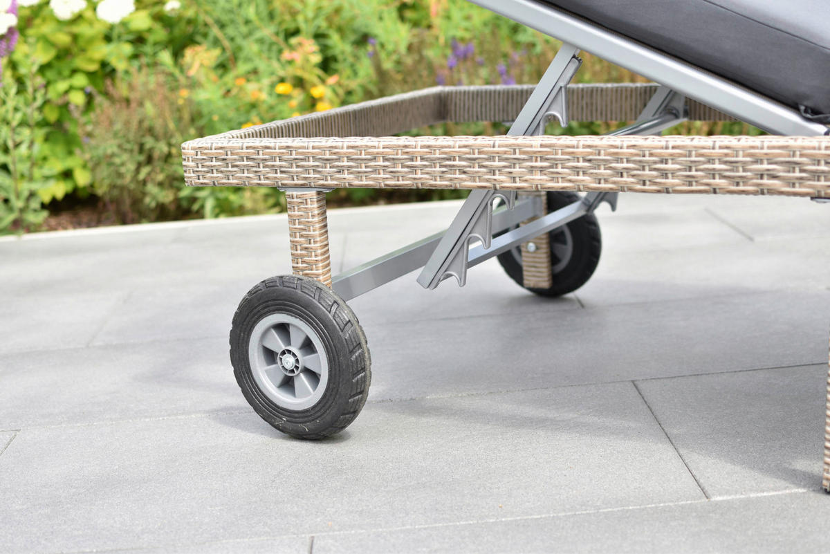 GARTENLIEGE 202/35/65 cm  - Beige/Grau, MODERN, Kunststoff/Metall (202/35/65cm) - Gardenson