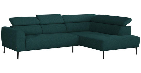 ECKSOFA in Struktur Petrol  280/205 cm  - Petrol/Schwarz, Design, Textil/Metall (280/205cm) - Xora
