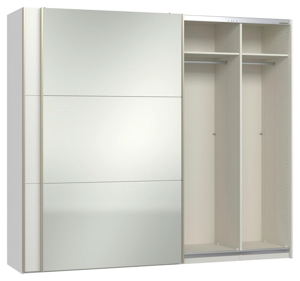 SCHWEBETÜRENSCHRANK 253/220/65 cm 2-türig Weiß  - Edelstahlfarben/Weiß, Design, Glas/Holzwerkstoff (253/220/65cm) - Jutzler