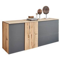ŠIROKÁ KOMODA, divoký dub, šedá, barvy dubu, 192/85,5/52 cm - šedá/barvy dubu, Moderní, dřevo/sklo (192/85,5/52cm) - Voglauer