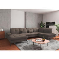 WOHNLANDSCHAFT in Flachgewebe Schlammfarben  - Schlammfarben/Schwarz, Konventionell, Textil/Metall (185/357/231cm) - Sit & More