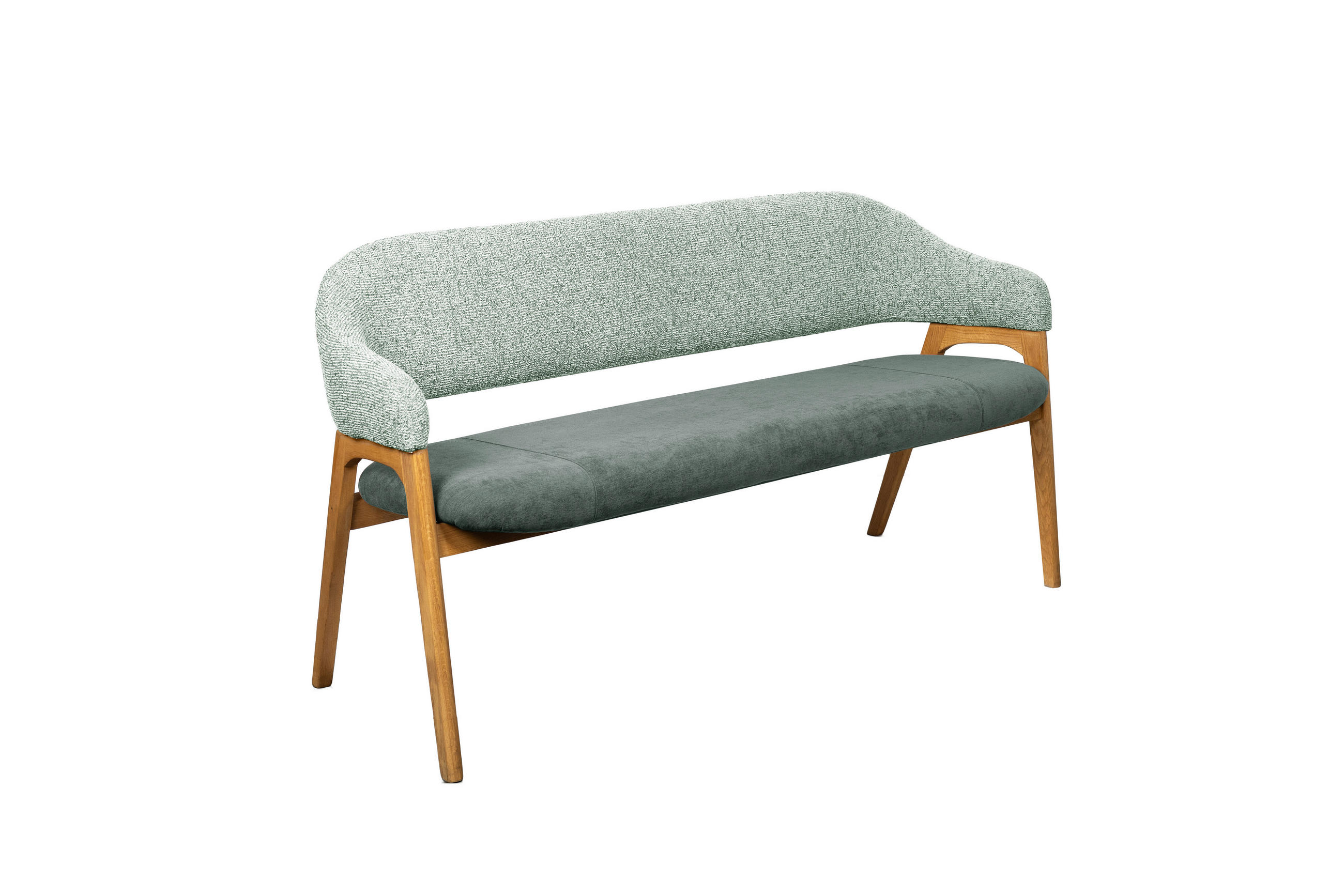 SITZBANK 168/84/56 cm Batist, Bouclé Grün Holz  - Eichefarben/Grün, KONVENTIONELL, Holz/Textil (168/84/56cm) - Linea Natura