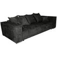 BIGSOFA in Flachgewebe Schwarz  - Chromfarben/Schwarz, KONVENTIONELL, Textil/Metall (256/68/122cm) - Carryhome