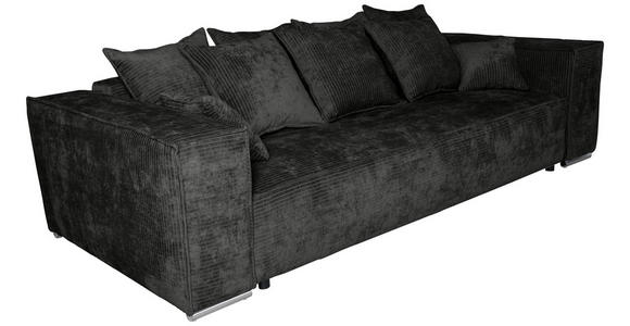 BIGSOFA in Flachgewebe Schwarz  - Chromfarben/Schwarz, KONVENTIONELL, Textil/Metall (256/68/122cm) - Carryhome