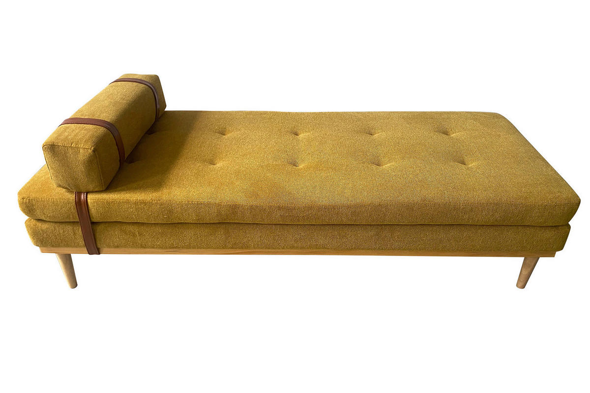 CHAISELONGUE Struktur Gelb  - Gelb/Naturfarben, MODERN, Holz/Textil (180/42/75cm) - Livetastic