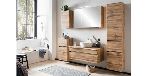 HOCHSCHRANK 40/180/35 cm - Eiche Wotan/Silberfarben, Natur, Holzwerkstoff/Kunststoff (40/180/35cm) - Xora