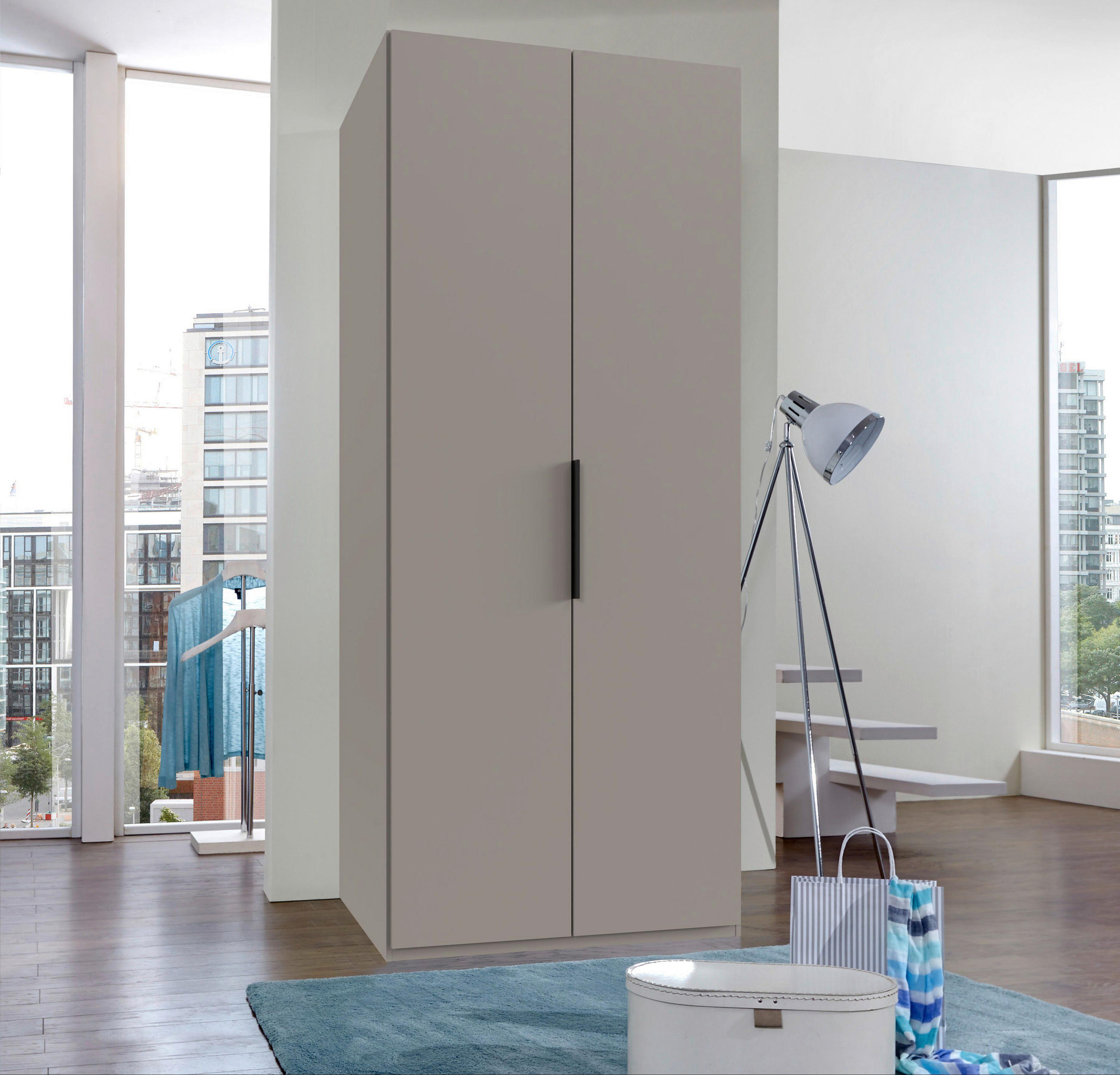 DREHTÜRENSCHRANK in Sahara - Schwarz/Sahara, Konventionell, Holzwerkstoff/Metall (100/236/58cm) - Hom`in