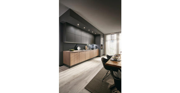 EINBAUKÜCHE   - Eichefarben/Graphitfarben, Design, Holzwerkstoff - Xora