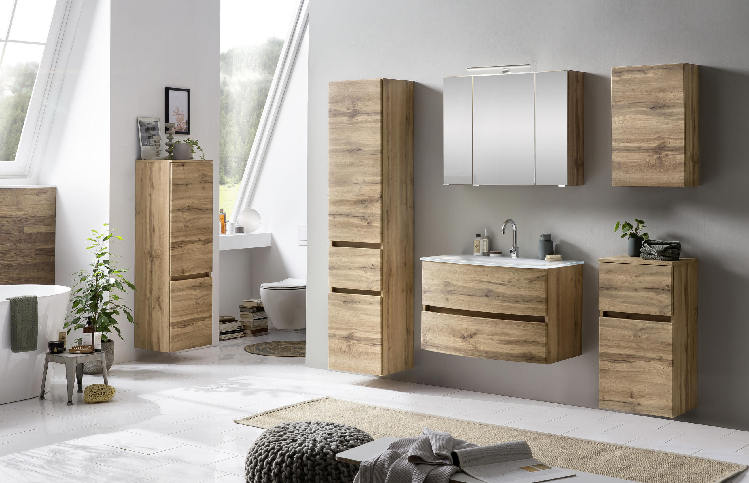 MIDISCHRANK 40/130/35 cm - Eichefarben/Silberfarben, KONVENTIONELL, Holzwerkstoff/Kunststoff (40/130/35cm) - Held