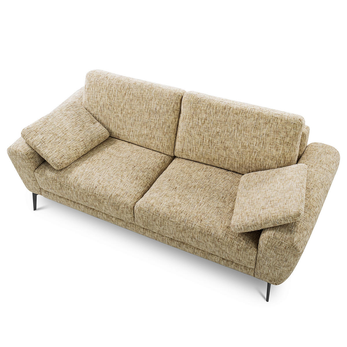 3-SITZER-SOFA Webstoff Hellbraun  - Hellbraun/Schwarz, Design, Textil/Metall (187/85/92cm) - Livetastic