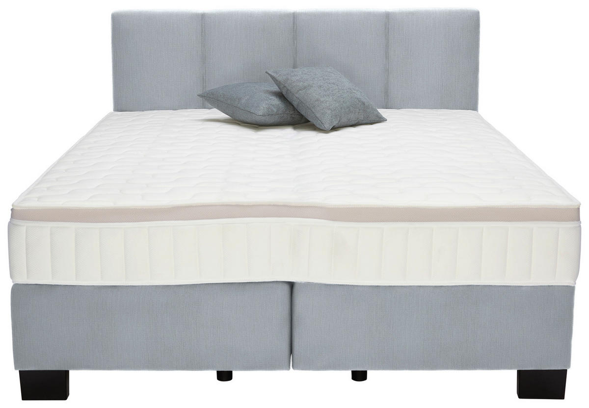 BOXSPRINGBETT 160/200 cm  in Pastellblau  - Pastellblau/Schwarz, Design, Kunststoff/Textil (160/200cm) - Hom`in