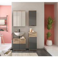 BADEZIMMER 4-teilig  in 97 cm  - Eichefarben/Schwarz, MODERN, Glas/Holzwerkstoff (97cm) - MID.YOU