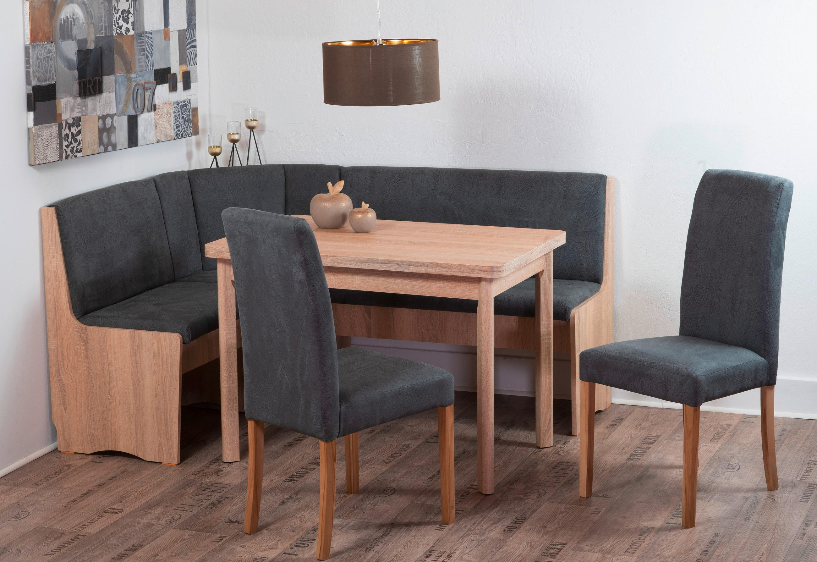 ECKBANKGRUPPE Mikrofaser Sonoma Eiche, Grau  - Grau/Sonoma Eiche, KONVENTIONELL, Holz/Textil (125/89/165cm) - MID.YOU
