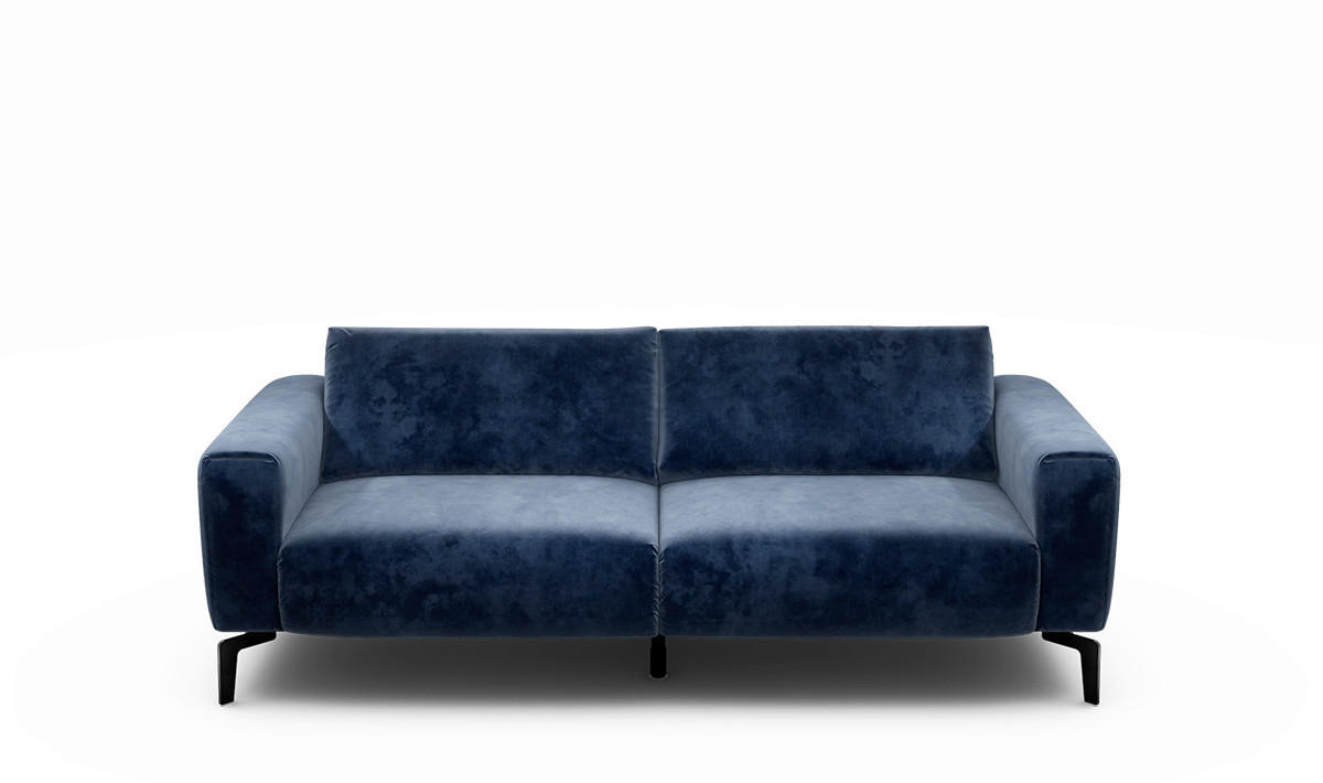 2,5-SITZER Samt Dunkelblau  - Schwarz/Dunkelblau, Design, Textil/Metall (220/86/86-94cm) - SENSOO