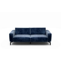 2,5-SITZER Samt Dunkelblau  - Schwarz/Dunkelblau, Design, Textil/Metall (220/86/86-94cm) - SENSOO