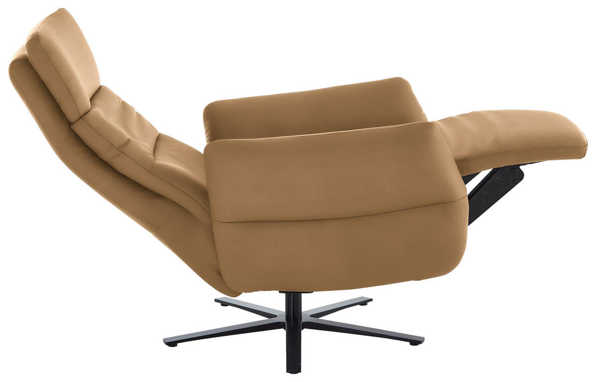 RELAXSESSEL in Leder Honig  - Schwarz/Honig, Design, Leder/Metall (82/119/85cm) - Dieter Knoll