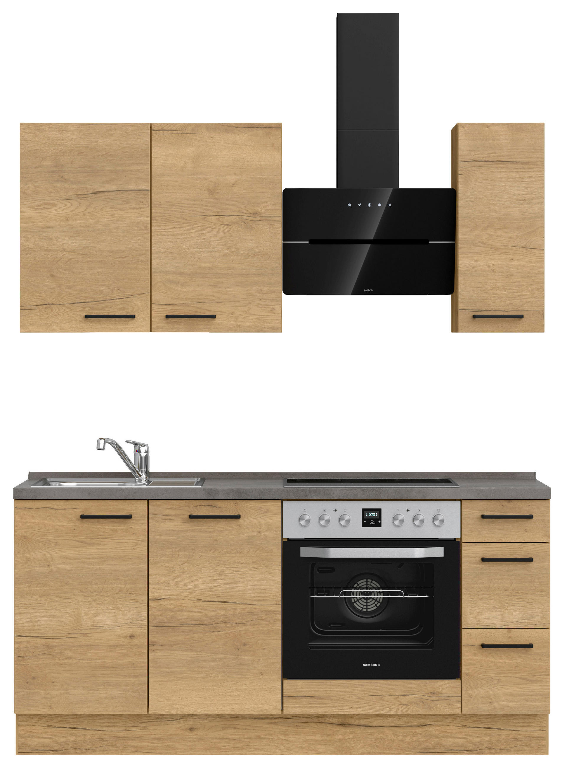 KÜCHENLEERBLOCK 180 cm   in Eichefarben, Schieferfarben  - Schieferfarben/Eichefarben, MODERN, Holzwerkstoff/Metall (180cm) - Nobilia