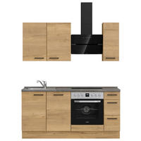 KUHINJSKI BLOK BREZ APARATOV - črna/barve hrasta, Moderno, kovina/leseni material (180cm) - Nobilia