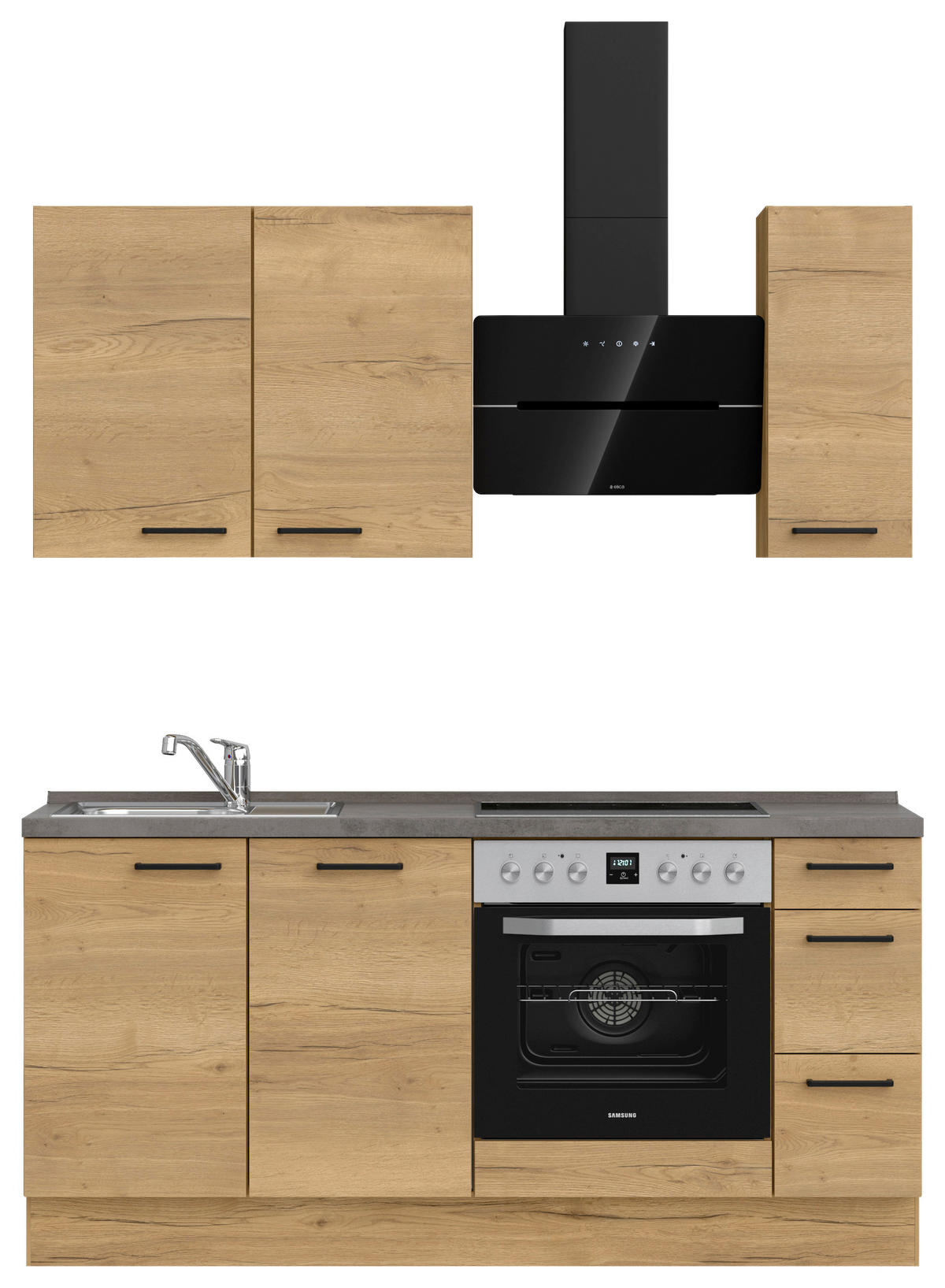 KUHINJSKI BLOK BREZ APARATOV - črna/barve hrasta, Moderno, kovina/leseni material (180cm) - Nobilia