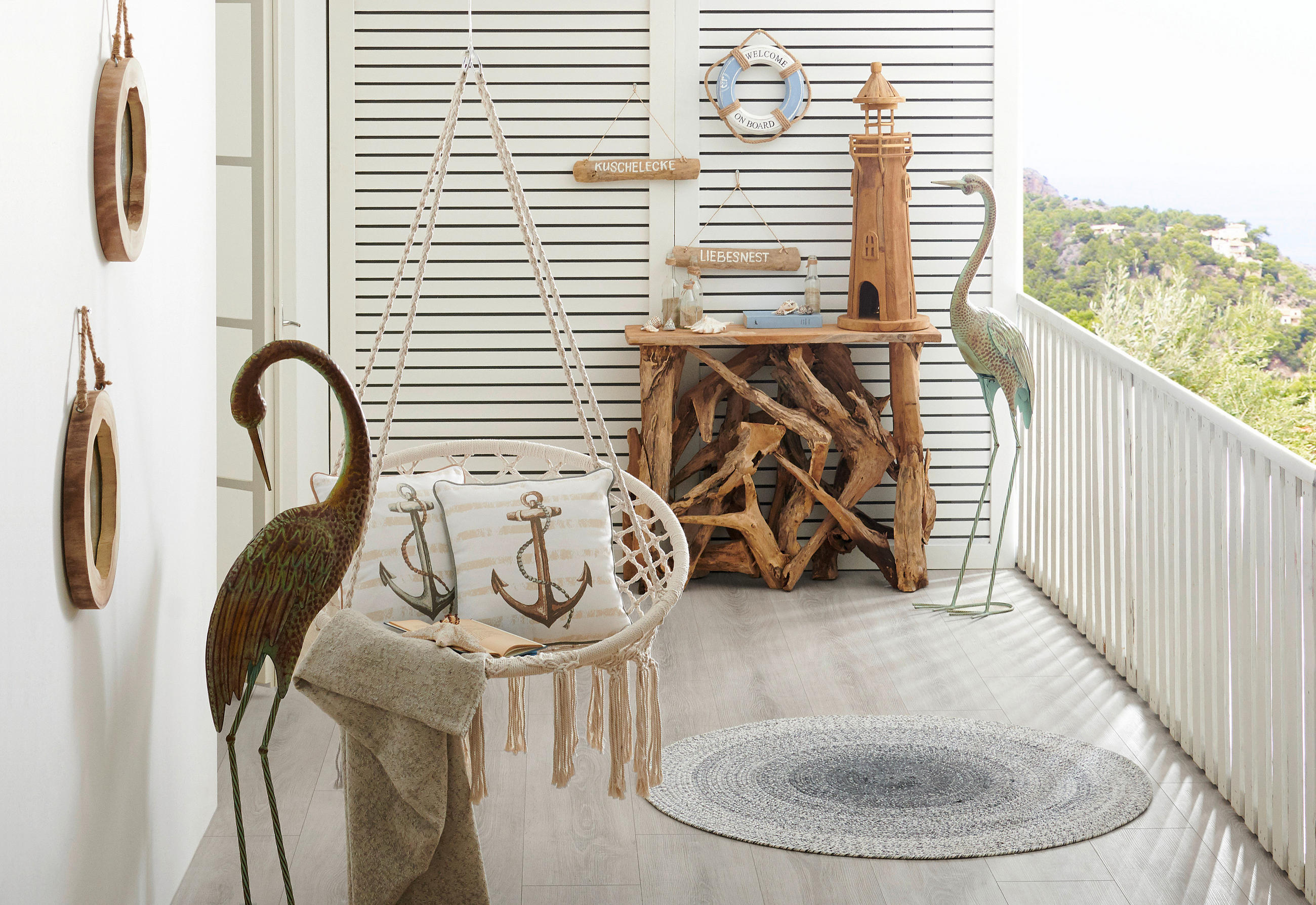 HÄNGESESSEL  - Creme, LIFESTYLE, Textil/Metall (120/80/80cm) - Ambia Home