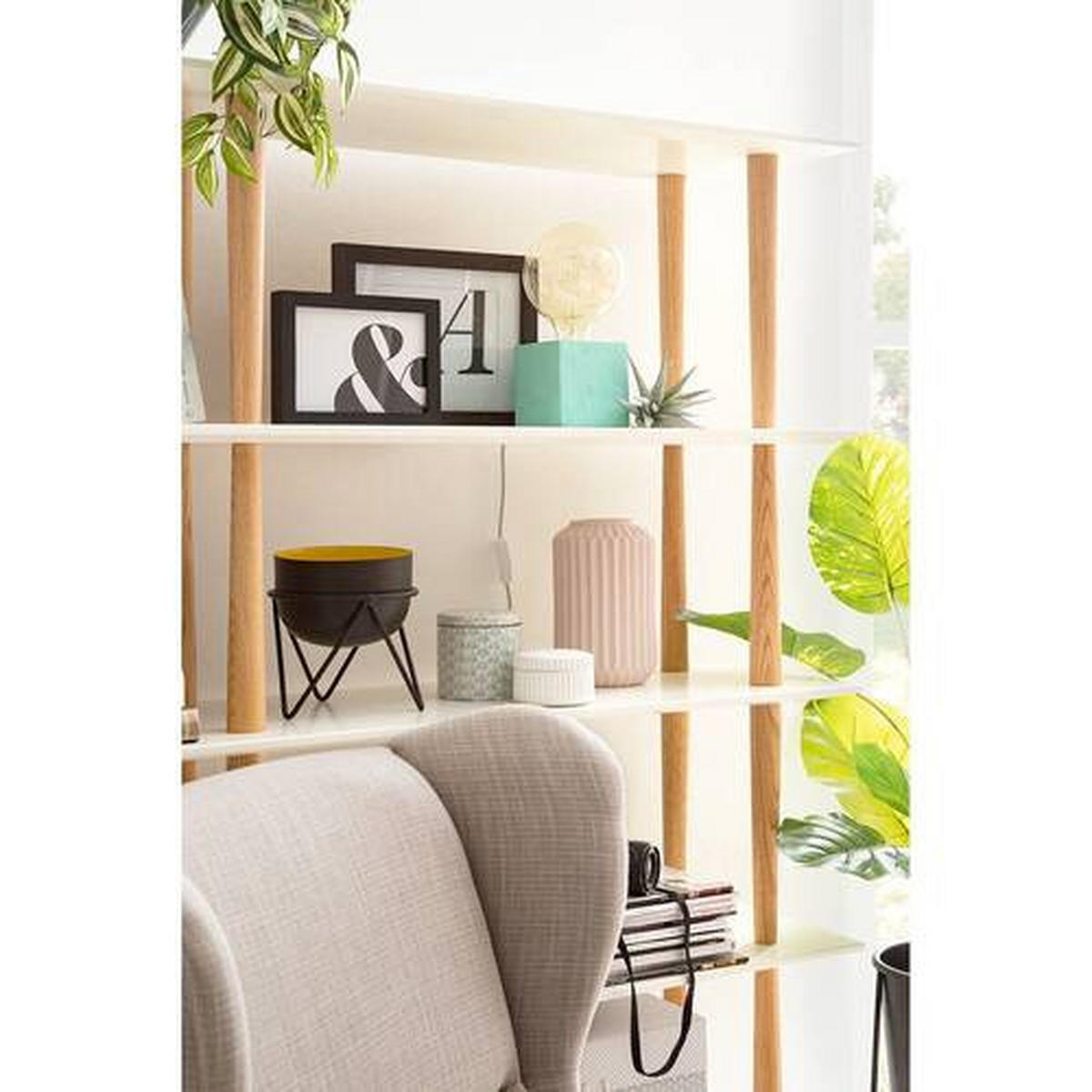 REGAL Eiche furniert Weiß, Eichefarben  - Eichefarben/Weiß, Design, Holz/Holzwerkstoff (160/168/39cm) - MID.YOU