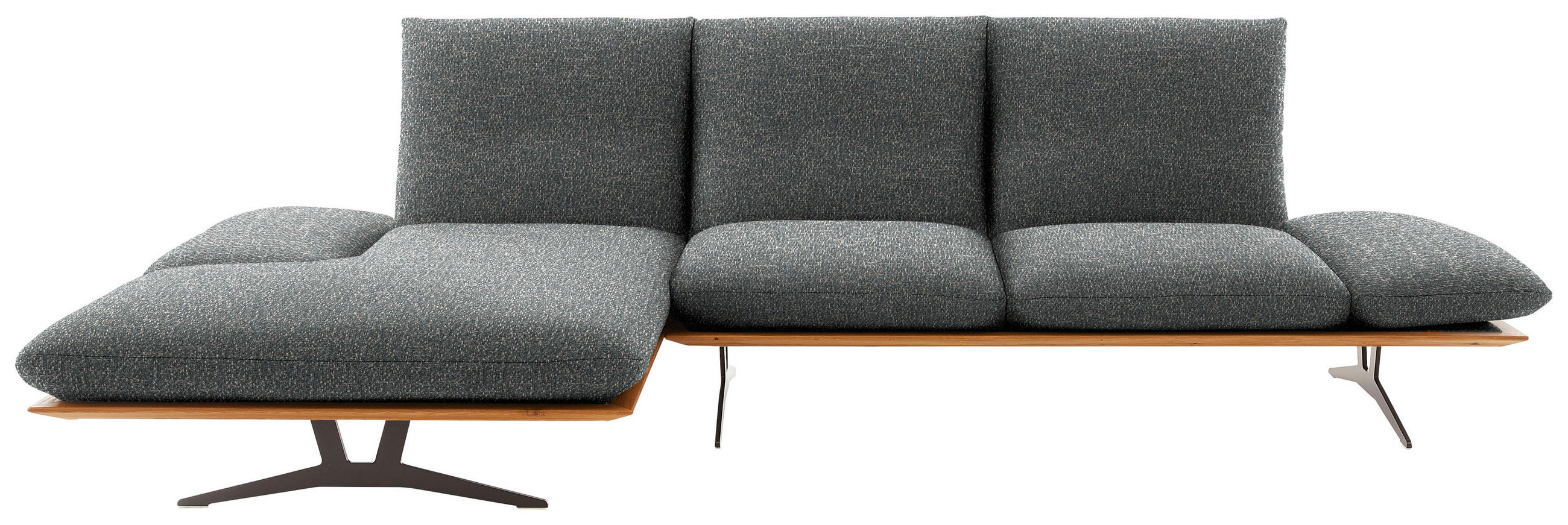 ECKSOFA  in Flachgewebe Graubraun Armteilverstellung, Kopfteilverstellung  159/314 cm  - Graubraun/Schwarz, Design, Holz/Textil (159/314cm) - Dieter Knoll